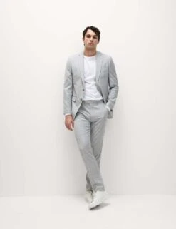 Tailored Fit Check Stretch Suit Trousers -Marksandspencer Sale Store tailored fit check stretch suit trousers 9