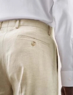 Tailored Fit Italian Performance Linen Blend Suit Trousers -Marksandspencer Sale Store tailored fit italian linen miracle trousers 5