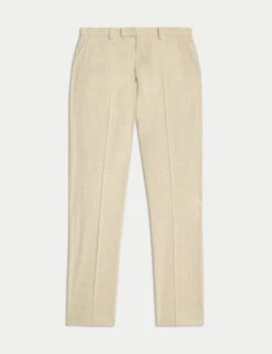Tailored Fit Italian Performance Linen Blend Suit Trousers -Marksandspencer Sale Store tailored fit italian linen miracle trousers 7
