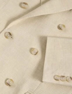 Tailored Fit Italian Performance Linen Blend Double Breasted Suit Jacket -Marksandspencer Sale Store tailored fit italian miracle linen double breasted performance suit jacket 1