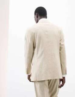 Tailored Fit Italian Performance Linen Blend Double Breasted Suit Jacket -Marksandspencer Sale Store tailored fit italian miracle linen double breasted performance suit jacket 2