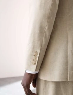 Tailored Fit Italian Performance Linen Blend Double Breasted Suit Jacket -Marksandspencer Sale Store tailored fit italian miracle linen double breasted performance suit jacket 3