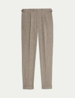 Tailored Fit Italian Performance Linen Blend Pinstripe Suit Trousers -Marksandspencer Sale Store tailored fit italian miracle linen trousers 1