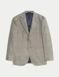 Tailored Fit Italian Linen Blend Twill Blazer -Marksandspencer Sale Store tailored fit linen blend twill suit jacket 9