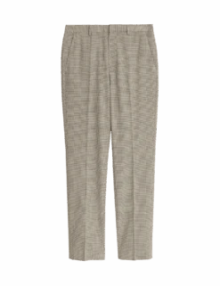 Tailored Fit Puppytooth Flat Front Trousers -Marksandspencer Sale Store tailored fit puppytooth flat front trousers 1