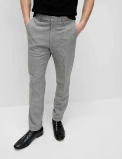 Tailored Fit Puppytooth Flat Front Trousers -Marksandspencer Sale Store tailored fit puppytooth flat front trousers 12