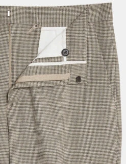 Tailored Fit Puppytooth Flat Front Trousers -Marksandspencer Sale Store tailored fit puppytooth flat front trousers 14
