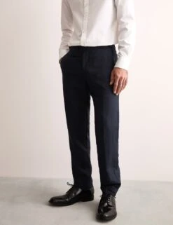 Jaeger Tailored Fit Silk & Linen Blend Suit Trousers -Marksandspencer Sale Store tailored fit silk linen blend trousers 3