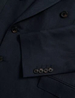 Jaeger Tailored Fit Silk & Linen Blend Double Breasted Suit Jacket -Marksandspencer Sale Store tailored fit silk rich suit jacket 1