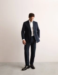 Jaeger Tailored Fit Silk & Linen Blend Double Breasted Suit Jacket -Marksandspencer Sale Store tailored fit silk rich suit jacket 4