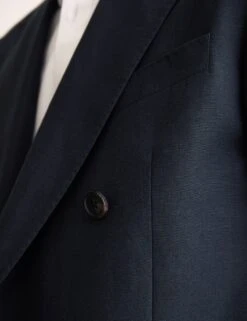 Jaeger Tailored Fit Silk & Linen Blend Double Breasted Suit Jacket -Marksandspencer Sale Store tailored fit silk rich suit jacket 5