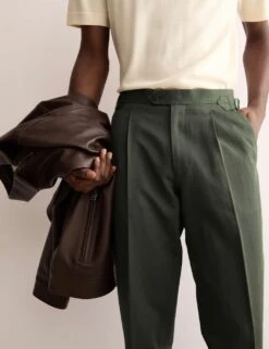 Jaeger Tailored Fit Twill Cotton Linen Trousers -Marksandspencer Sale Store tailored fit twill cotton linen trousers 16