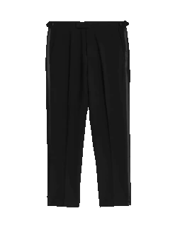 Tailored Fit Wool Blend Tuxedo Trousers -Marksandspencer Sale Store tailored fit wool blend tuxedo trousers
