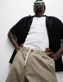 Tapered Fit Cotton Linen Blend Elasticated Trousers -Marksandspencer Sale Store tapered fit linen blend elasticated trousers 2