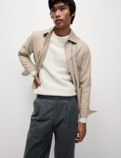 Tapered Fit Twin Pleat Stretch Chinos -Marksandspencer Sale Store tapered fit twin pleat chinos 10