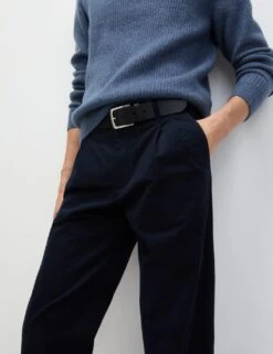 Tapered Fit Twin Pleat Stretch Chinos -Marksandspencer Sale Store tapered fit twin pleat chinos 4