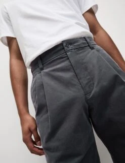Tapered Fit Twin Pleat Stretch Chinos -Marksandspencer Sale Store tapered fit twin pleat chinos 5