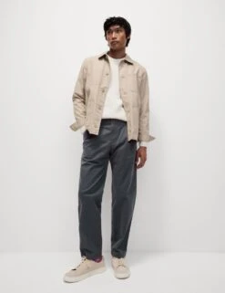 Tapered Fit Twin Pleat Stretch Chinos -Marksandspencer Sale Store tapered fit twin pleat chinos 8