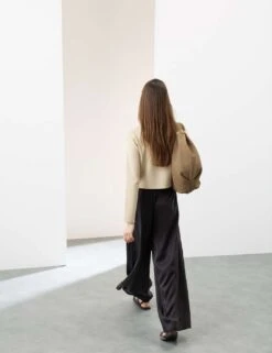 Crew Neck Button Front Cropped Cardigan -Marksandspencer Sale Store textured crew neck button front cropped cardigan 8