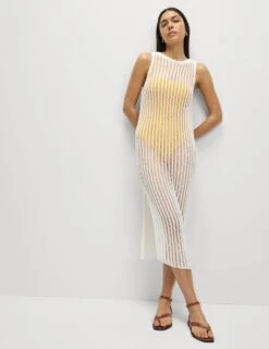 Textured Openstitch Midi Knitted Dress -Marksandspencer Sale Store textured openstitch midi knitted dress 15