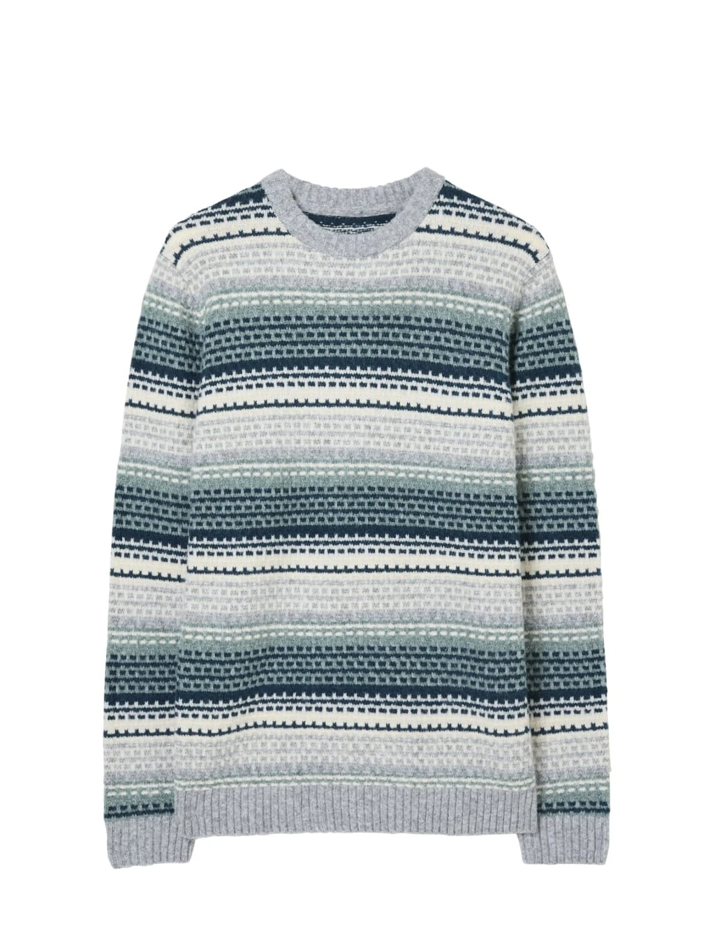 Textured Striped Crew Neck Jumper With Wool 6 Textured Striped Crew Neck Jumper With Wool - Image 6