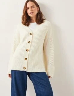 MONSOON Textured V-Neck Cardigan With Wool -Marksandspencer Sale Store textured v neck cardigan with wool 7