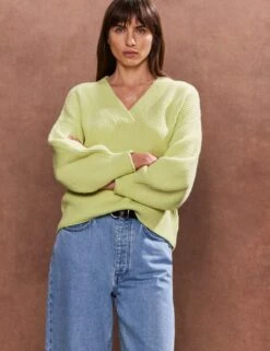 Textured V-Neck Relaxed Jumper -Marksandspencer Sale Store textured v neck relaxed jumper 3