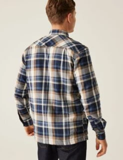 Regatta Thamos Cotton Blend Check Flannel Overshirt -Marksandspencer Sale Store thamos cotton blend check flannel shirt 10
