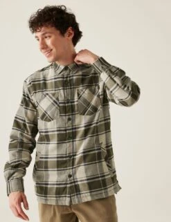 Regatta Thamos Cotton Blend Check Flannel Overshirt -Marksandspencer Sale Store thamos cotton blend check flannel shirt 6
