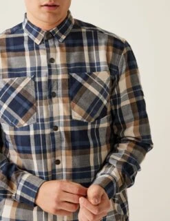 Regatta Thamos Cotton Blend Check Flannel Overshirt -Marksandspencer Sale Store thamos cotton blend check flannel shirt 8