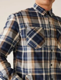 Regatta Thamos Cotton Blend Check Flannel Overshirt -Marksandspencer Sale Store thamos cotton blend check flannel shirt 9