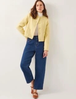 MONSOON Tweed Textured Collarless Jacket With Wool -Marksandspencer Sale Store tweed textured collarless jacket with wool 6