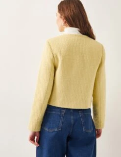 MONSOON Tweed Textured Collarless Jacket With Wool -Marksandspencer Sale Store tweed textured collarless jacket with wool 7