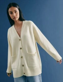 V-Neck Button Front Longline Cardigan With Wool 17 V-Neck Button Front Longline Cardigan With Wool -Marksandspencer Sale Store v neck button front longline cardigan with wool 7