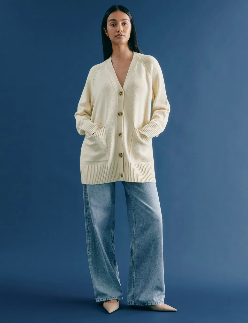 V-Neck Button Front Longline Cardigan With Wool 10 V-Neck Button Front Longline Cardigan With Wool - Image 10