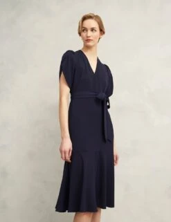 V-Neck Tie Detail Midi Waisted Dress -Marksandspencer Sale Store v neck tie detail midi waisted dress 8