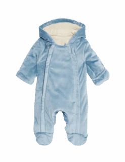 Velour Hooded Pramsuit (0-12 Mths) -Marksandspencer Sale Store velour hooded pramsuit 0 12 mths