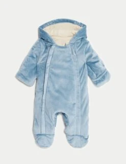 Velour Hooded Pramsuit (0-12 Mths) -Marksandspencer Sale Store velour hooded pramsuit 0 12 mths 1 4