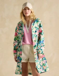 Joules Waterproof Floral Hooded Longline Raincoat -Marksandspencer Sale Store waterproof floral hooded longline raincoat 15