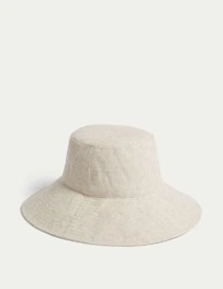 Wide Brim Bucket Hat With Linen -Marksandspencer Sale Store wide brim bucket hat with linen 1