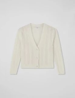 Wool Blend Cable Knit V-Neck Cardigan -Marksandspencer Sale Store wool blend cable knit v neck cardigan 4