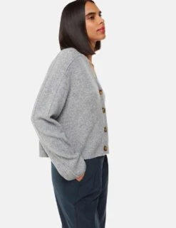 Whistles Wool Blend V-Neck Relaxed Cardigan -Marksandspencer Sale Store wool blend v neck relaxed cardigan 5