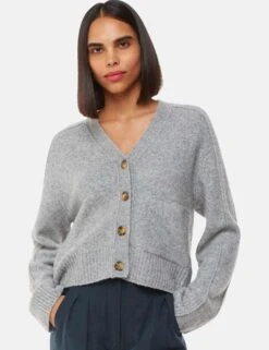 Whistles Wool Blend V-Neck Relaxed Cardigan -Marksandspencer Sale Store wool blend v neck relaxed cardigan 6