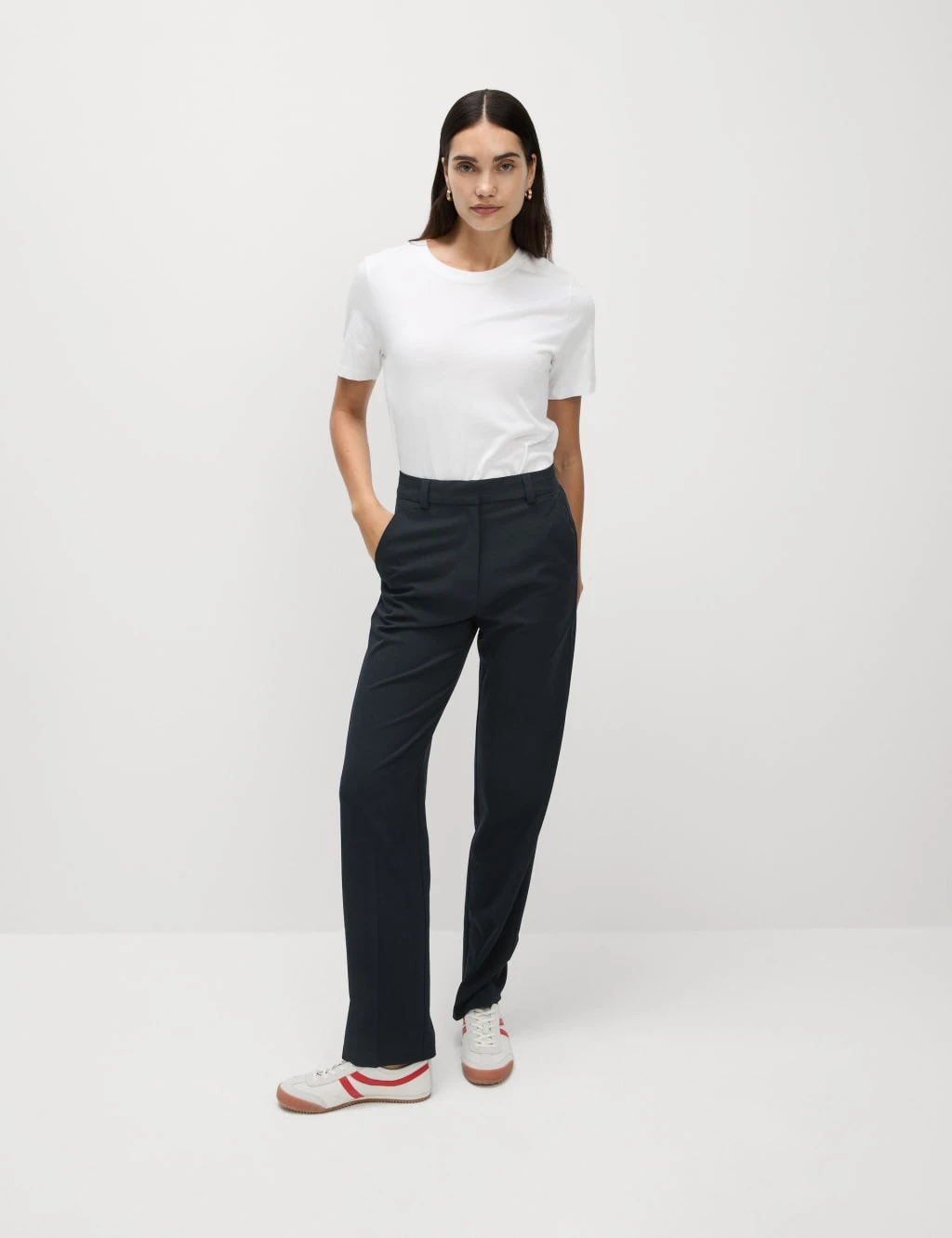 Woven Straight Leg Trousers With Stretch 16 Woven Straight Leg Trousers With Stretch - Image 16