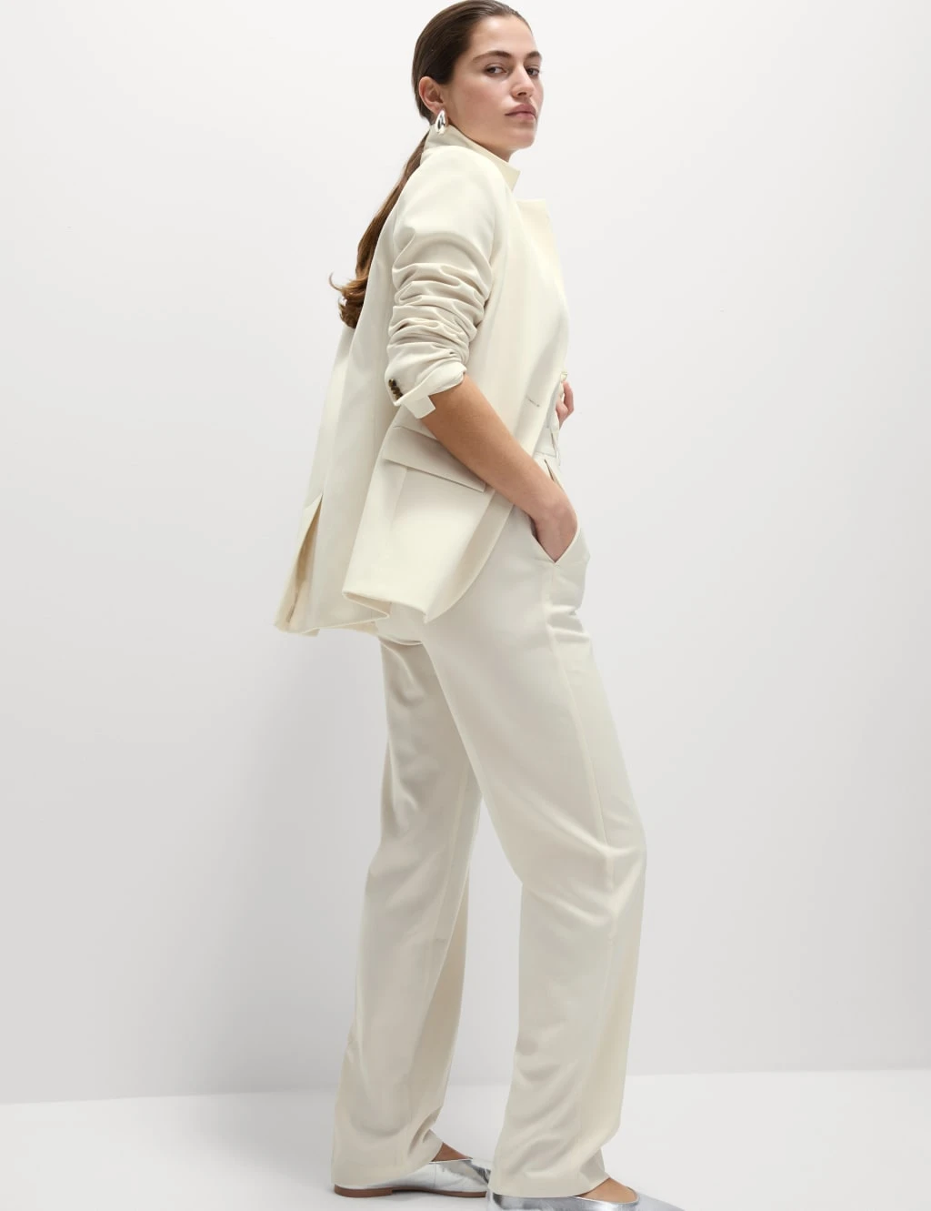 Woven Straight Leg Trousers With Stretch 7 Woven Straight Leg Trousers With Stretch - Image 7